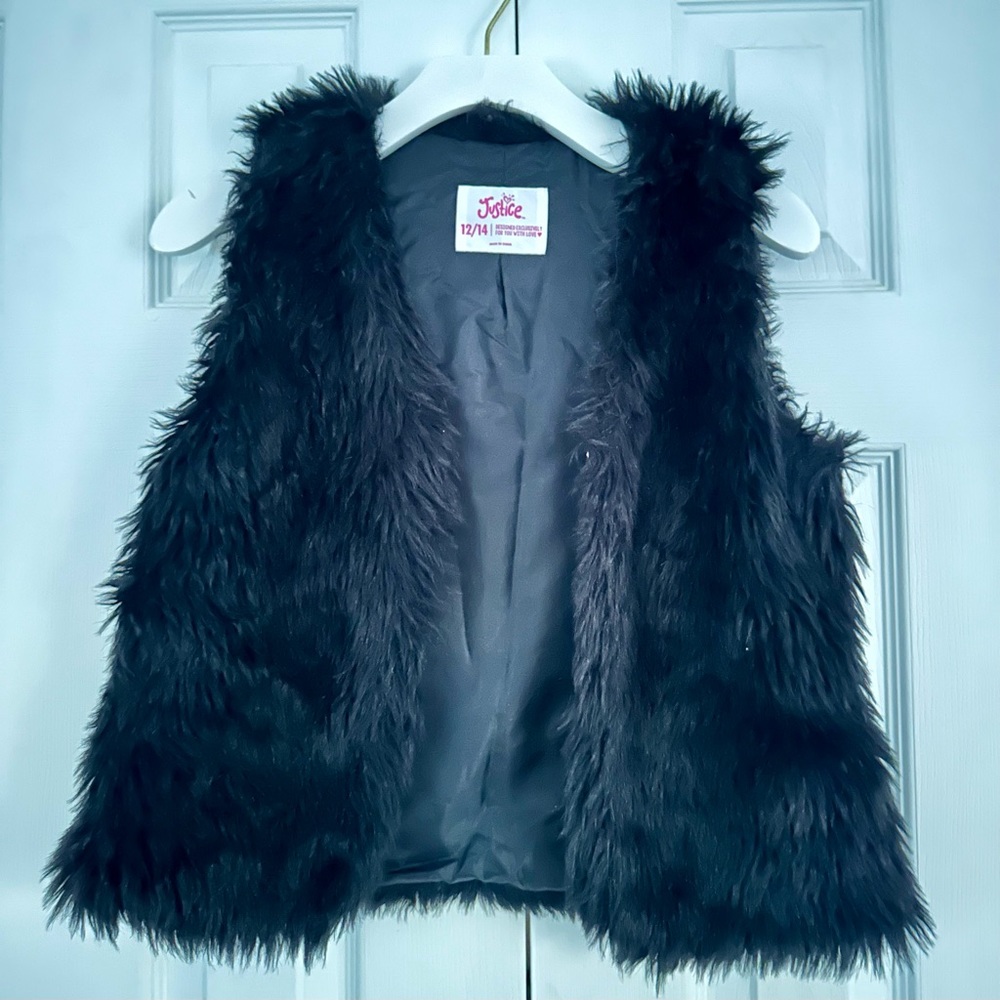 Justice Girls Faux Fur Fully Lined Vest - Size 12/14